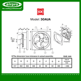 KDK Wall Mount Exhaust Fan (non-reversible) Model: 30AUA