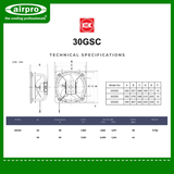 KDK High Pressure Industrial (reversible) Exhaust Model: 30GSC