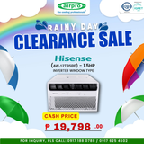 UNTIL SUPPLIES LAST!!! HISENSE 1.5 HP WINDOW TYPE INVERTER AW-12TR5RF (CASH & STRAIGHT PAYMENT)