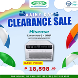 UNTIL SUPPLIES LAST!!!  HISENSE 1.0 HP WINDOW TYPE INVERTER AW-09TR5RF (CASH & STRAIGHT PAYMENT)