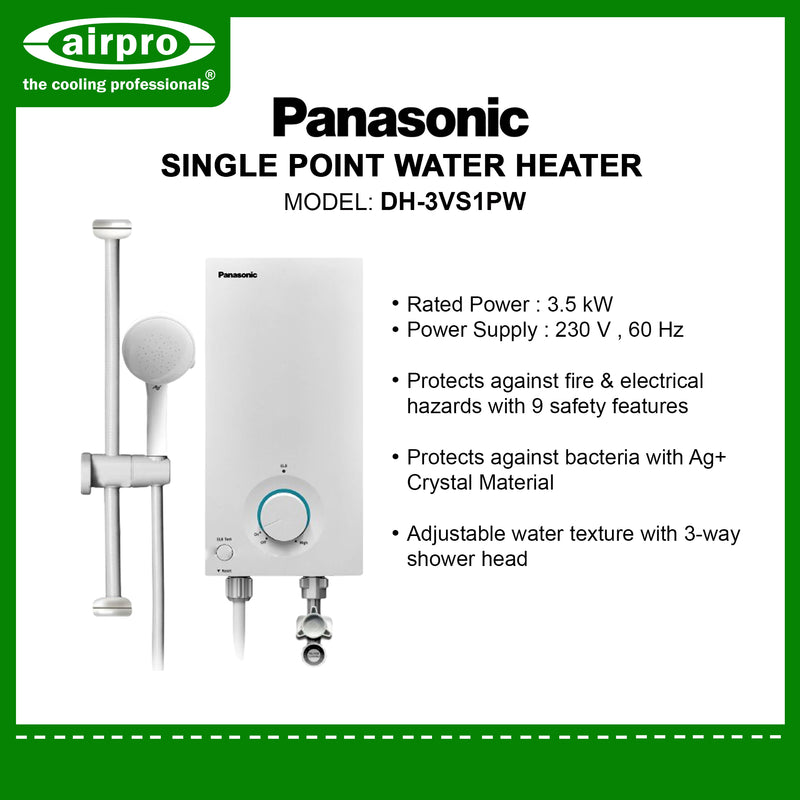 Panasonic Single Point Water Heater & Shower - DH-3VS1PW
