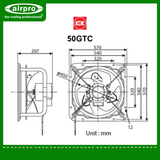 KDK High Pressure Industrial (reversible) Exhaust Model: 50GTC