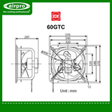 KDK High Pressure Industrial (reversible) Exhaust Model: 60GTC
