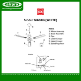 KDK Ceiling Fan, Model: M48XG (white)