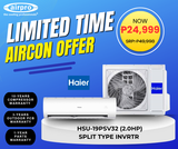 UNTIL SUPPLIES LAST!!! HAIER CLEAN COOL PRO 2.0HP SPLIT TYPE INVERTER HSU-19PSV32 (UNIT ONLY-CASH PAYMENT)