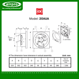 KDK Wall Mount Exhaust Fan (non-reversible) Model: 20AUA
