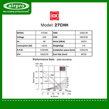 KDK Ceiling Mount Ventilating Fan (Cassette Type/ Sirroco Fan) Model: 27CHH