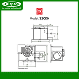 KDK Ceiling Mount Ventilating Fan (Cassette Type/ Sirroco Fan) Model: 32CDH