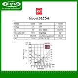 KDK Ceiling Mount Ventilating Fan (Cassette Type/ Sirroco Fan) Model: 32CDH