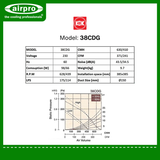 KDK Ceiling Mount Ventilating Fan (Cassette Type/ Sirroco Fan) Model: 38CDG