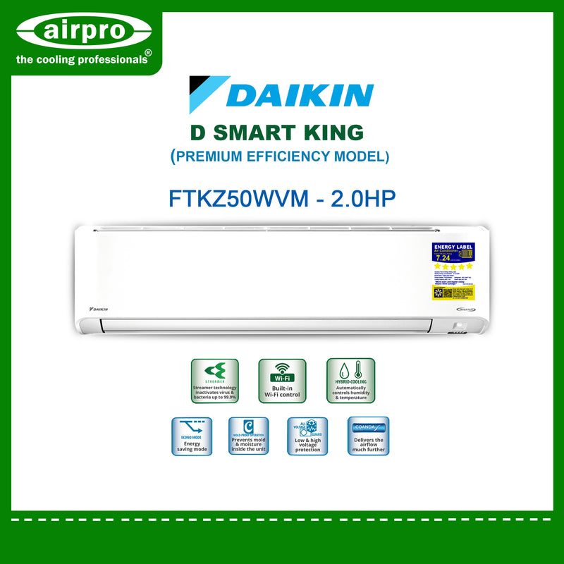 DAIKIN D-SMART KING SERIES 2.0HP SPLIT TYPE INVERTER FTKZ50WVM (UNIT ONLY)