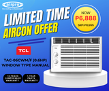 TCL 0.6HP Window Type Manual TAC-06CWM/F (CASH PAYMENT IN STORE)