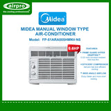 Midea Manual Window Type Air-Conditioner  0.6HP - FP-51ARA005HMNV-N5