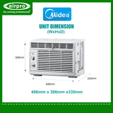 Midea Manual Window Type Air-Conditioner  0.6HP - FP-51ARA005HMNV-N5