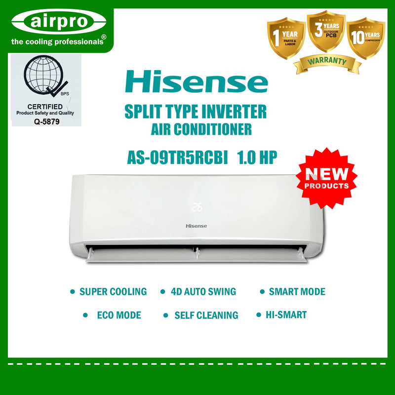 UNTIL SUPPLIES LAST!!! HISENSE 1.0 HP SPLIT TYPE I NVERTER AS-09TR5RCBI (supply & 1st 10FT installation)