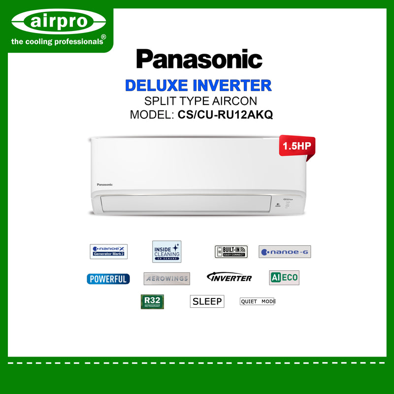 PANASONIC DELUXE INVERTER 1.5HP SPLIT TYPE CS/CU-RU12AKQ