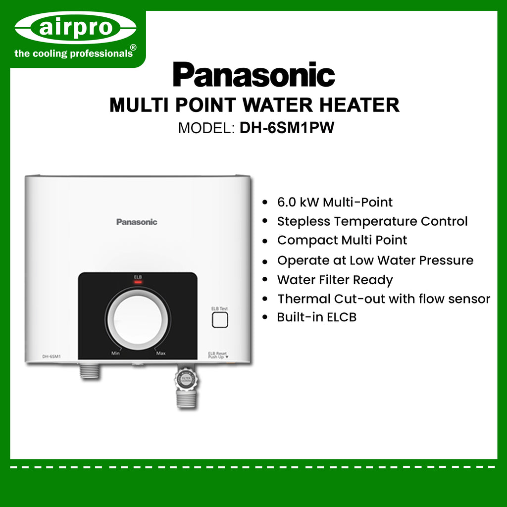 Multi Point Shower Panasonic Multi Point Water Heater & Shower - DH-6SM1PW – Air ...