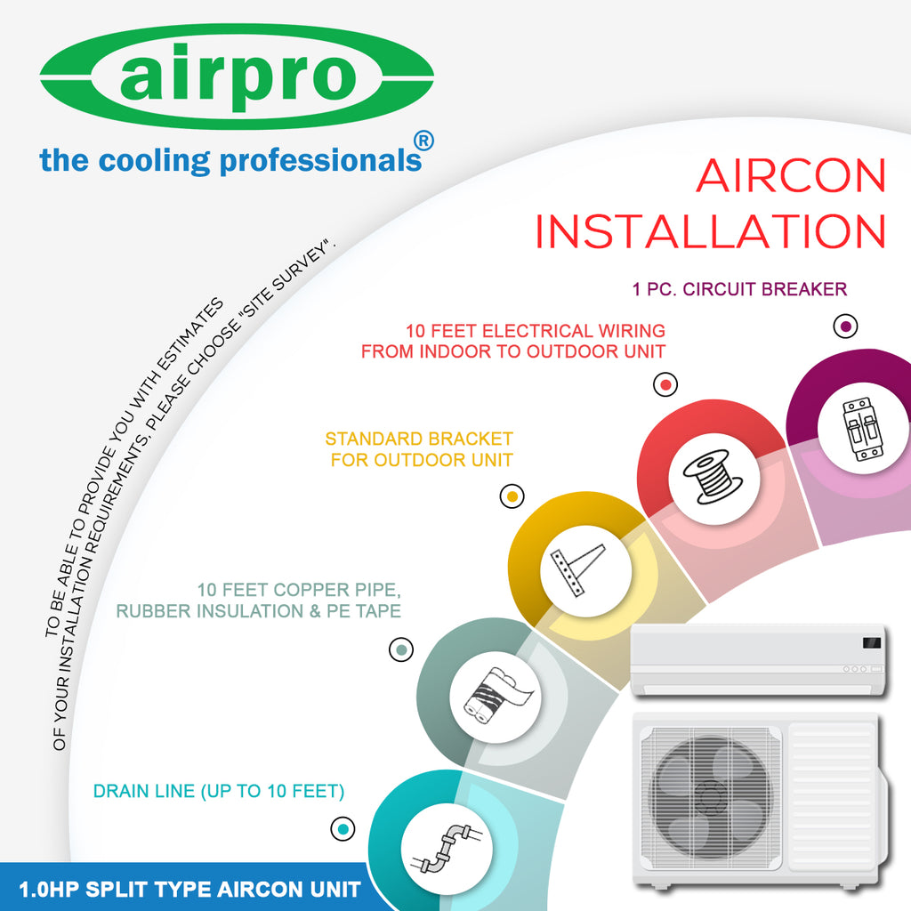 1.0HP AIRCON INSTALLATION SERVICE - Wall Mounted Split Type